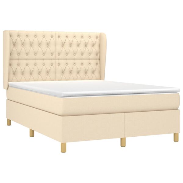 vidaXL &Kappa;&rho;&epsilon;&beta;ά&tau;&iota; Boxspring &mu;&epsilon; &Sigma;&tau;&rho;ώ&mu;&alpha; &Kappa;&rho;&epsilon;&mu; 140x200 &epsilon;&kappa;. &Upsilon;&phi;&alpha;&sigma;&mu;ά&tau;&iota;&nu;&omicron;