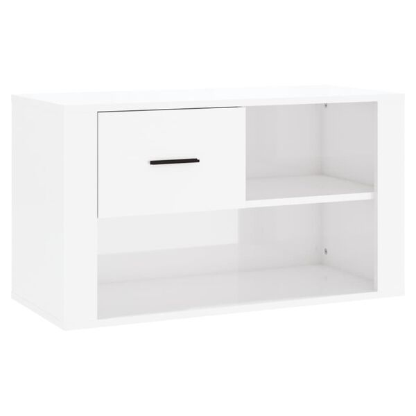 vidaXL Παπουτσοθήκη Γυαλιστερό Λευκό 80x35x45 εκ. Επεξεργασμένο Ξύλο