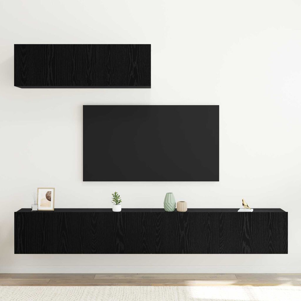 vidaXL Σετ Ντουλάπας Τηλεόρασης 3 pcs Μαύρη δρυς 200 x 30 x 30 cm