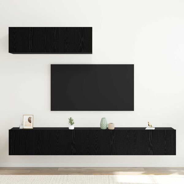vidaXL Σετ Ντουλάπας Τηλεόρασης 3 pcs Μαύρη δρυς 200 x 30 x 30 cm