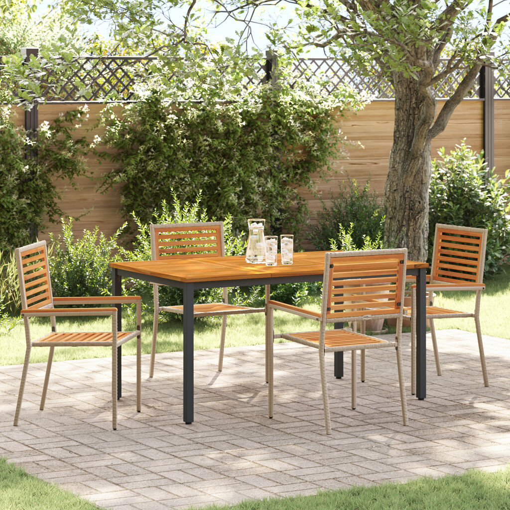 vidaXL Σέτ φαγητού για κήπο 4 pcs Μπεζ 150 x 90 x 75 cm