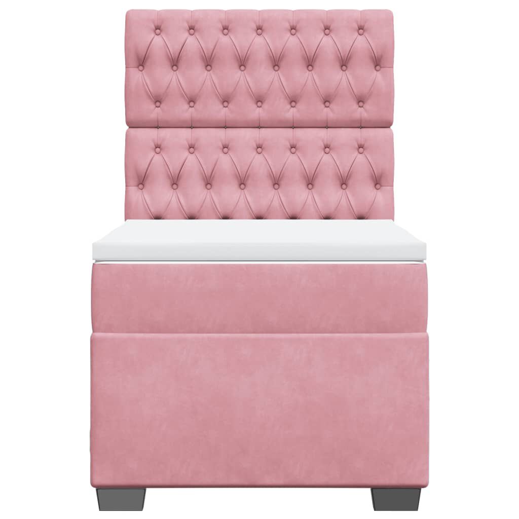 vidaXL Κρεβάτι Boxspring με Στρώμα Ροζ 100x200 εκ. Βελούδινο