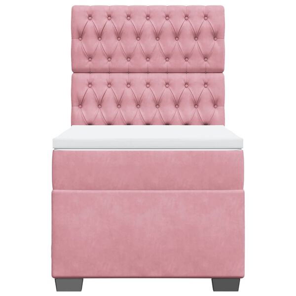 vidaXL Κρεβάτι Boxspring με Στρώμα Ροζ 100x200 εκ. Βελούδινο