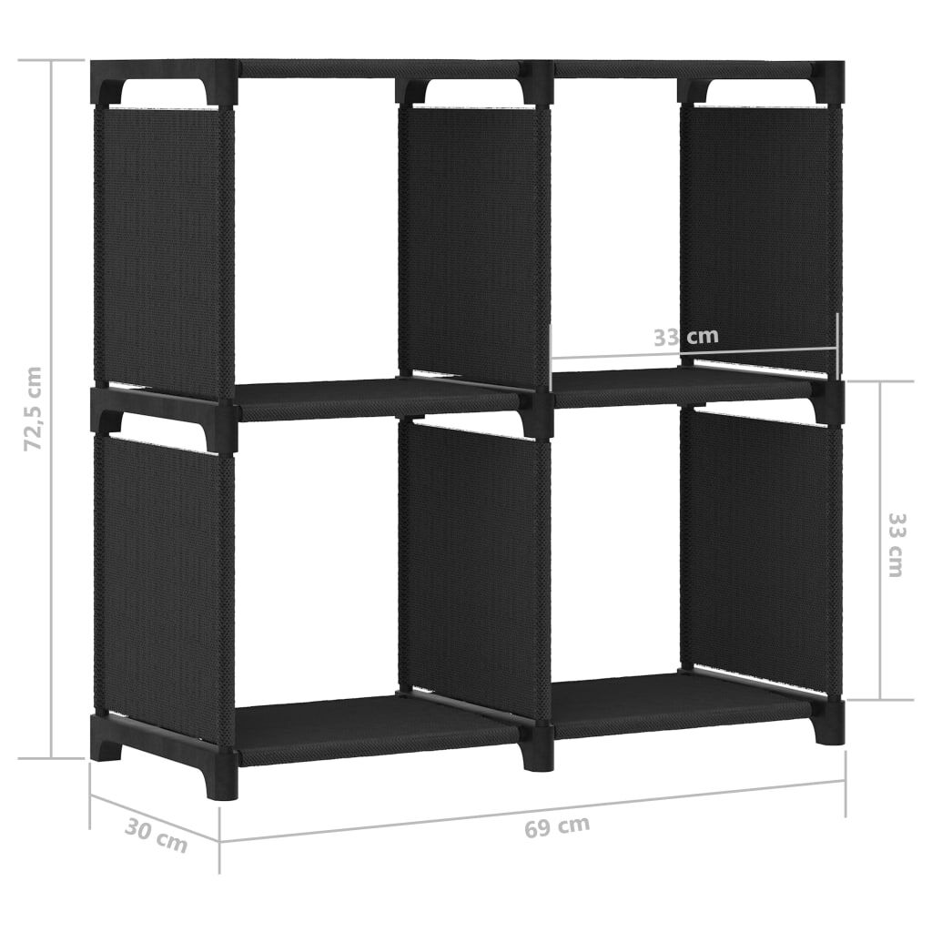 vidaXL Ραφιέρα με 4 Κύβους Μαύρη 69 x 30 x 72,5 εκ. Υφασμάτινη
