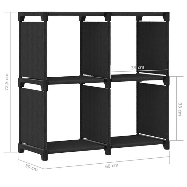 vidaXL Ραφιέρα με 4 Κύβους Μαύρη 69 x 30 x 72,5 εκ. Υφασμάτινη