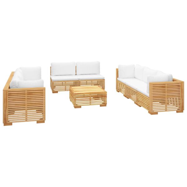 vidaXL Σαλόνι Κήπου Σετ 9 Τεμαχίων από Μασίφ Ξύλο Teak με Μαξιλάρια