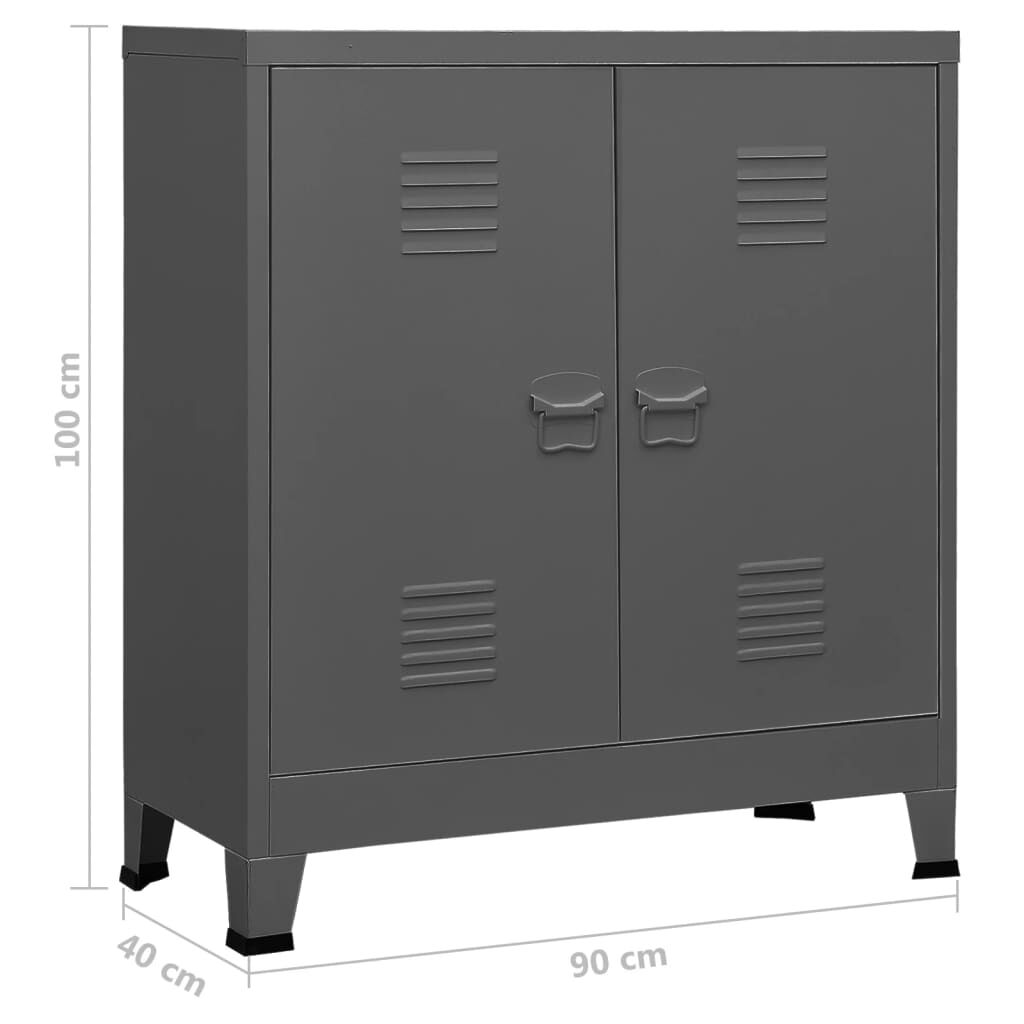 vidaXL Αρχειοθήκη Βιομηχανικού Στιλ Ανθρακί 90 x 40 x 100 εκ. Ατσάλινη