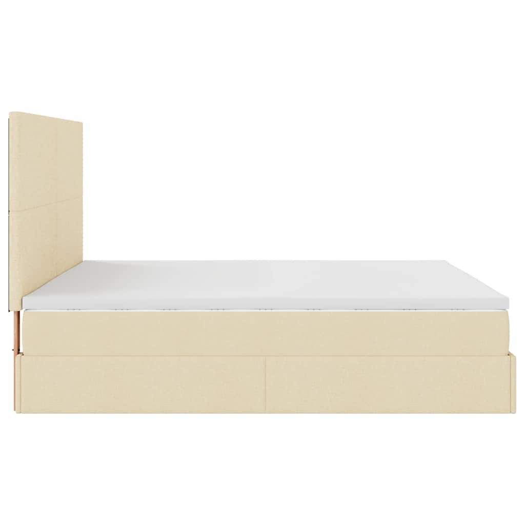 vidaXL Οθωμανικό Κρεβάτι με Στρώμα Κρέμα 160x200cm Ύφασμα