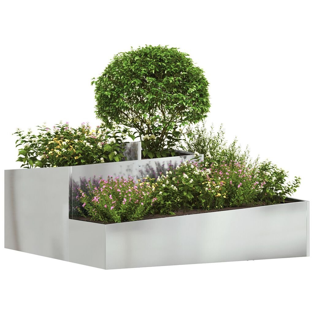 vidaXL Γλάστρα Κήπου Ασημί 100 x 100 x 50 cm Γαλβανισμένος χάλυβας