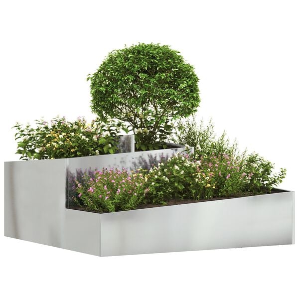 vidaXL Γλάστρα Κήπου Ασημί 100 x 100 x 50 cm Γαλβανισμένος χάλυβας