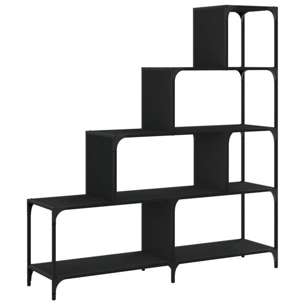 vidaXL Βιβλιοθήκη Σκάλα 4 Ράφια Μαύρη 139x33,5x149 εκ. Επεξεργ. Ξύλο