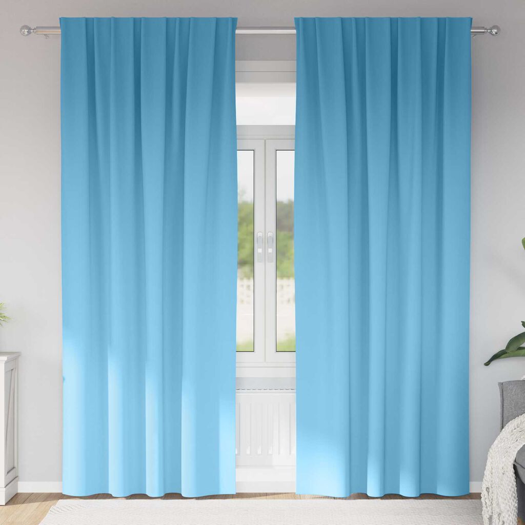 vidaXL Κουρτίνες με κουρτίνες 2 pcs Γαλάζιο 245 x 140 εκ. Πολυεστέρας
