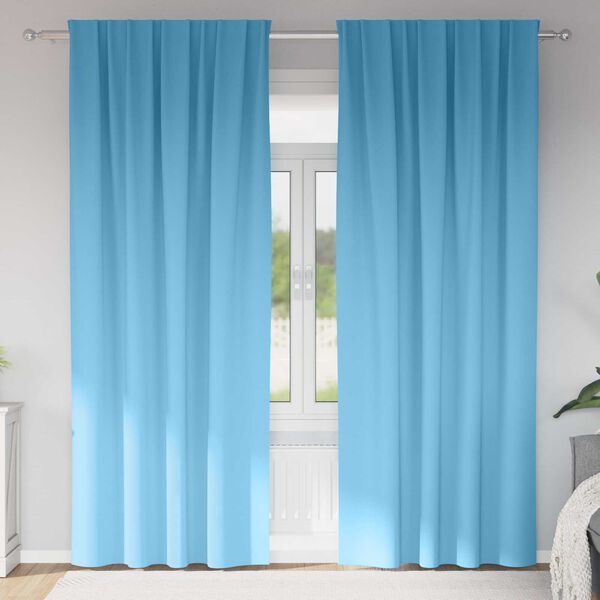 vidaXL Κουρτίνες με κουρτίνες 2 pcs Γαλάζιο 245 x 140 εκ. Πολυεστέρας