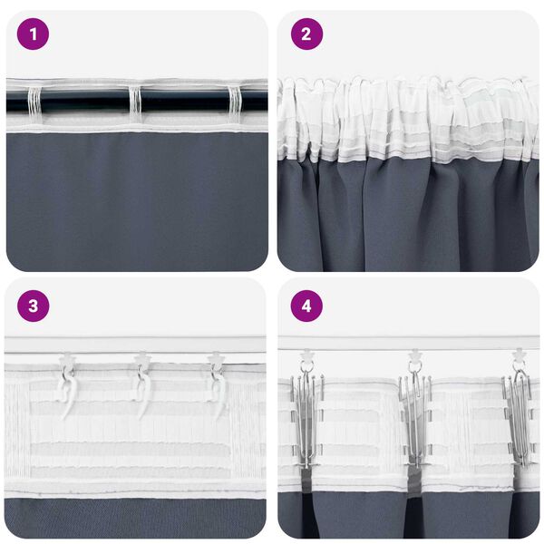 vidaXL Κουρτίνες με κουρτίνες 2 pcs Ανθρακί 260 x 140 εκ. Πολυεστέρας