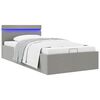 vidaXL Πλαίσιο Κρεβατιού με Αποθ. Χώρο/LED Αν. Γκρι 90x200 εκ. Ύφασμα
