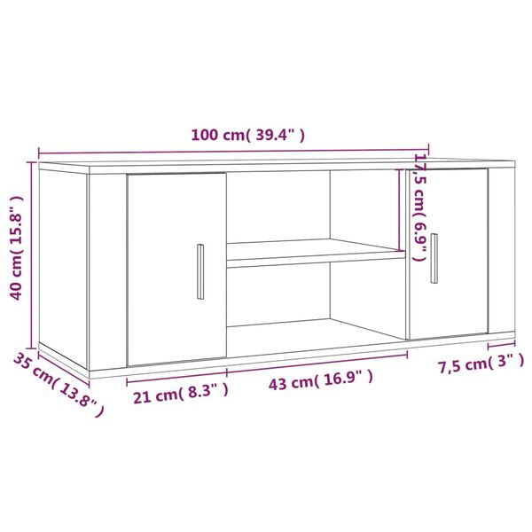 vidaXL Έπιπλο Τηλεόρασης Καπνιστή Δρυς 100x35x40 εκ. Επεξ. Ξύλο