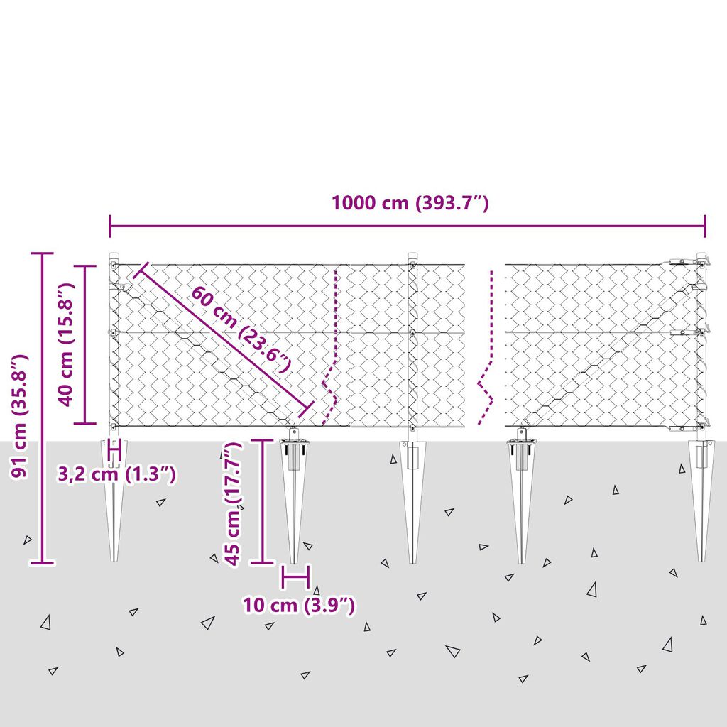vidaXL Εξάγωνη Φράχτη Πράσινη 0.4x10 μ Χάλυβας