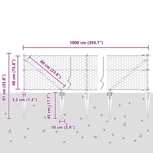 vidaXL Εξάγωνη Φράχτη Πράσινη 0.4x10 μ Χάλυβας