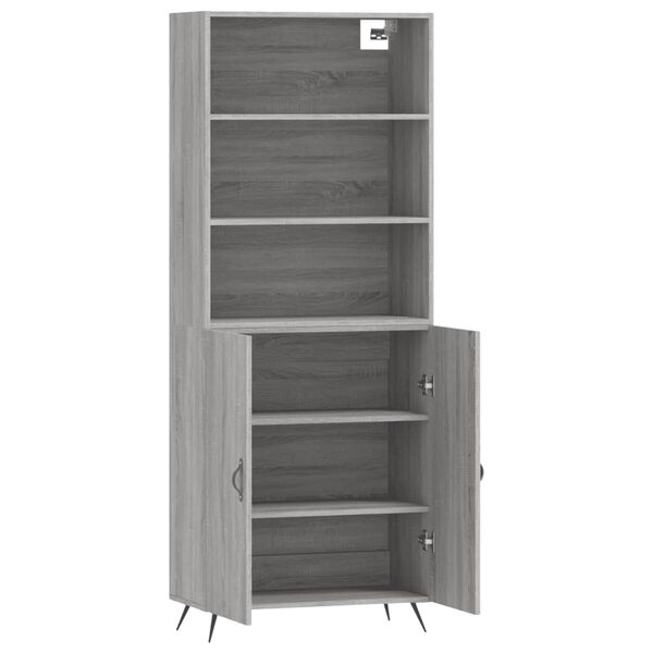 vidaXL Ντουλάπι Γκρι Sonoma 69,5 x 34 x 180 εκ. Επεξεργασμένο Ξύλο