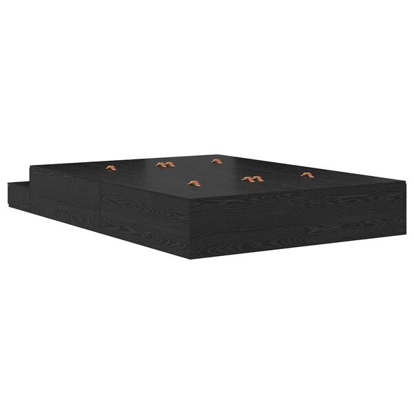 vidaXL Κρεβάτι Αποθήκευσης Μαύρο Δρυς 135x190 εκ