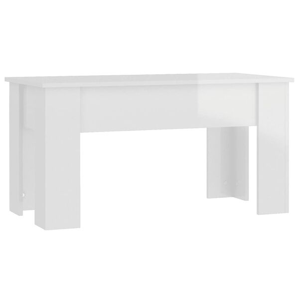 vidaXL Τραπεζάκι Σαλονιού Γυαλ. Λευκό 101x49x52 εκ. Επεξεργασμένο Ξύλο