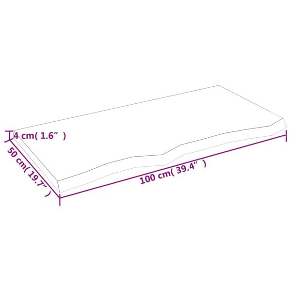 vidaXL Πάγκος Μπάνιου Αν. Καφέ 100x50x(2-4) εκ. Επεξεργ. Μασίφ Ξύλο