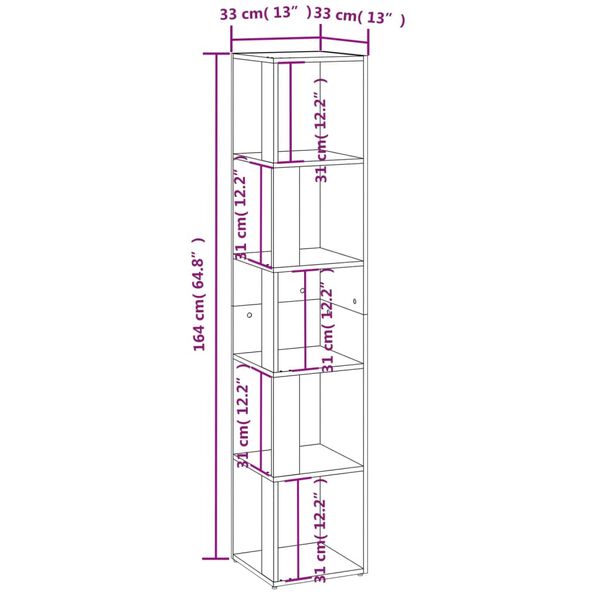 vidaXL Ντουλάπι Γωνία Sonoma Oak 33 x 33 x 164,5 εκ. από Επεξ. Ξύλο