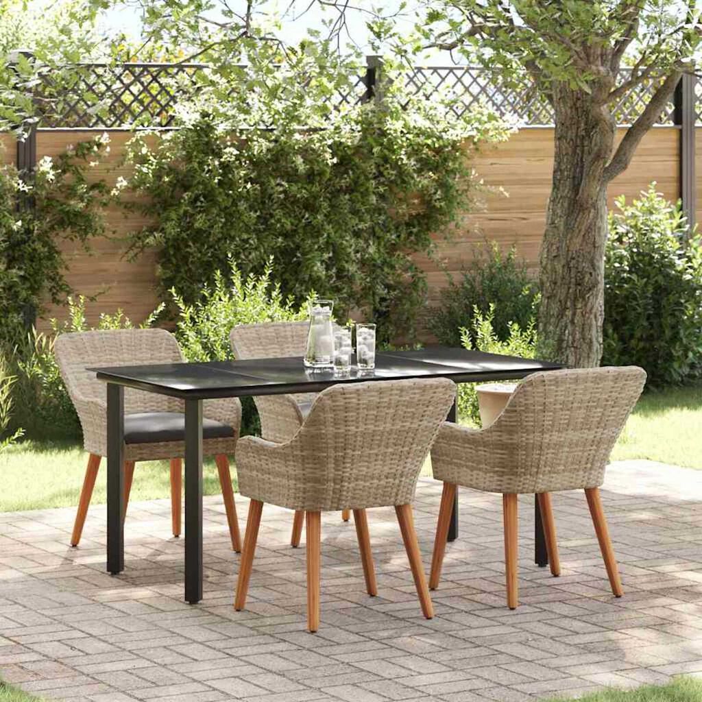 vidaXL Σετ τραπεζαρίας 5 pcs Ανοιχτό γκρι Πολυ ράταν