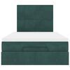 vidaXL Οθωμανικό κρεβάτι με στρώματα & LEDs Σκούρο πράσινο Βελούδο