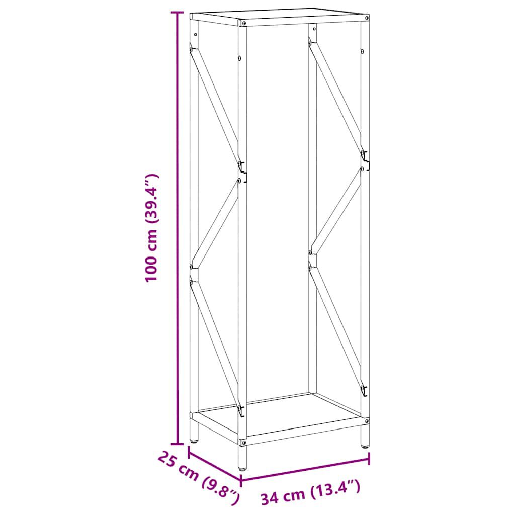 vidaXL Ράφι για καυσόξυλα Μαύρο 34x25x100 cm Ατσάλι ψυχρής έλασης