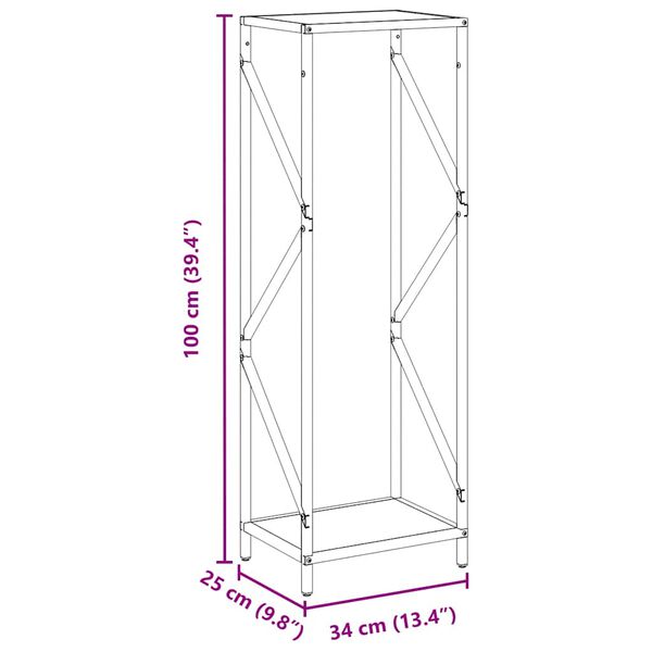 vidaXL Ράφι για καυσόξυλα Μαύρο 34x25x100 cm Ατσάλι ψυχρής έλασης