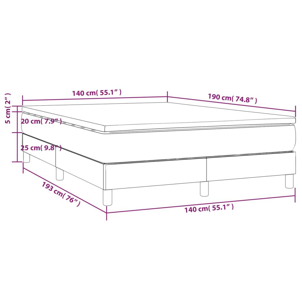 vidaXL Κρεβάτι Boxspring με Στρώμα Μαύρο 140x190 εκ. Βελούδινο