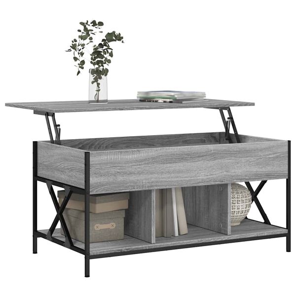 vidaXL Τραπεζάκι Σαλονιού Γκρι Sonoma 100x55x50 εκ. Επεξ. Ξύλο/Μέταλλο