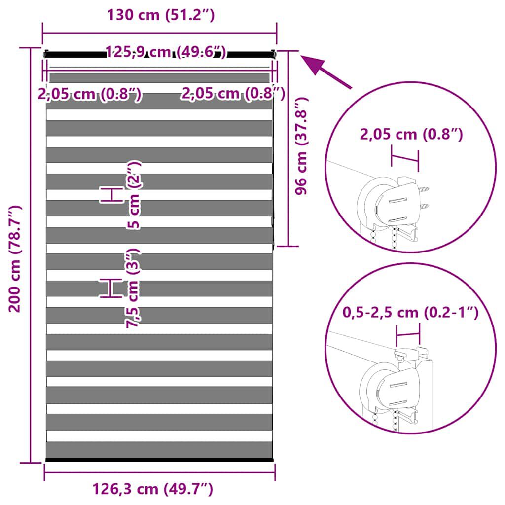 vidaXL Ζέβρα τυφλή Λευκό Πλάτος υφάσματος 125,9 εκ. Πολυεστέρας