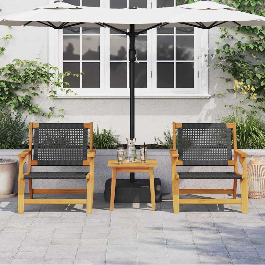 vidaXL Εξωτερικά Έπιπλα 2 pcs Μαύρο 67 x 78 x 73εκ Μασίφ ξύλο ακακίας