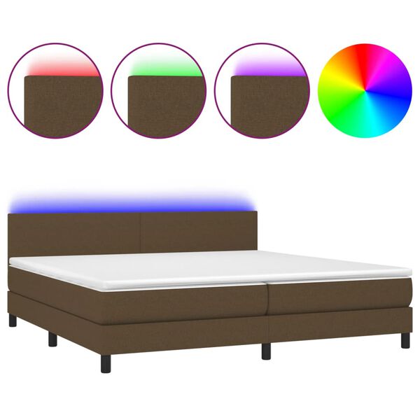 vidaXL &Kappa;&rho;&epsilon;&beta;ά&tau;&iota; Boxspring &mu;&epsilon; &Sigma;&tau;&rho;ώ&mu;&alpha; & LED &Sigma;&kappa;.&Kappa;&alpha;&phi;έ 200x200 &epsilon;&kappa; &Upsilon;&phi;&alpha;&sigma;&mu;ά&tau;&iota;&nu;&omicron;