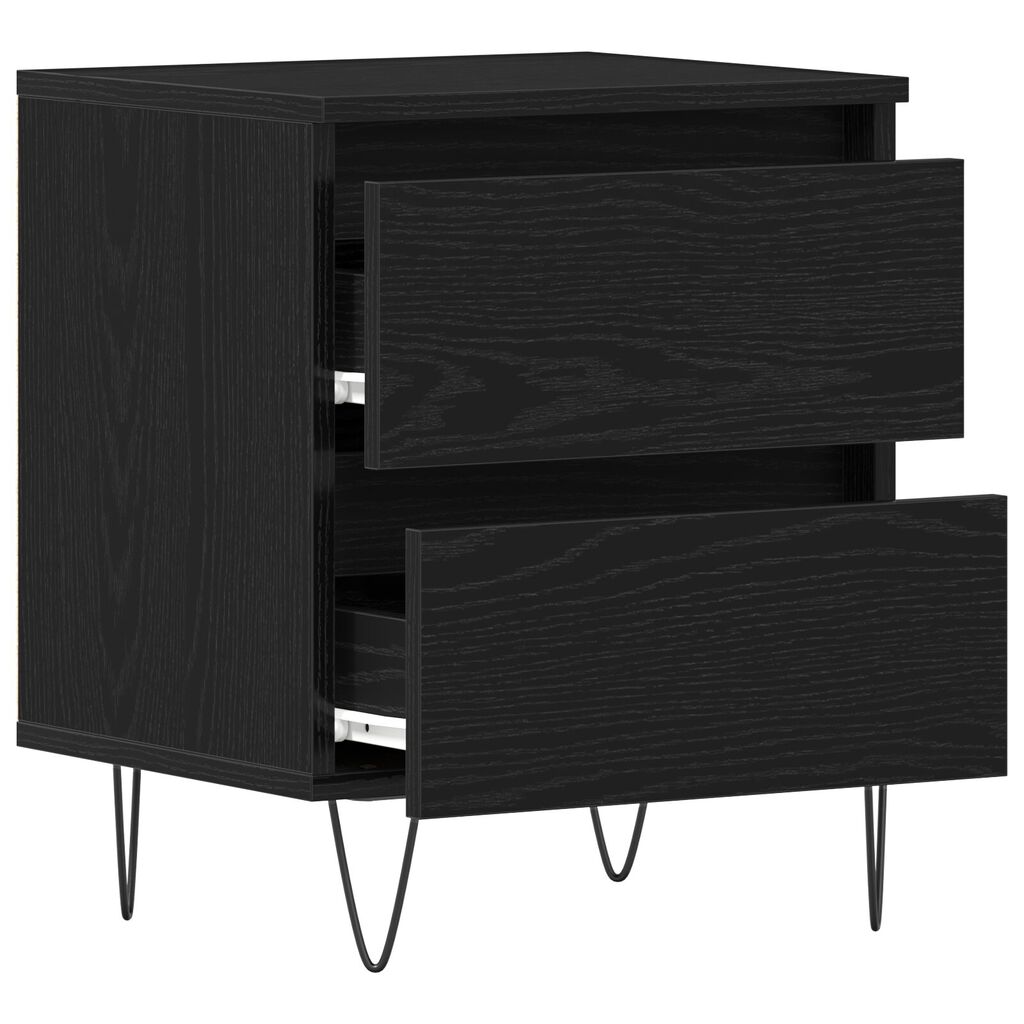 vidaXL Κομοδίνο Μαύρο Δρύινο 40x35x50 εκ Κατασκευασμένο Ξύλο