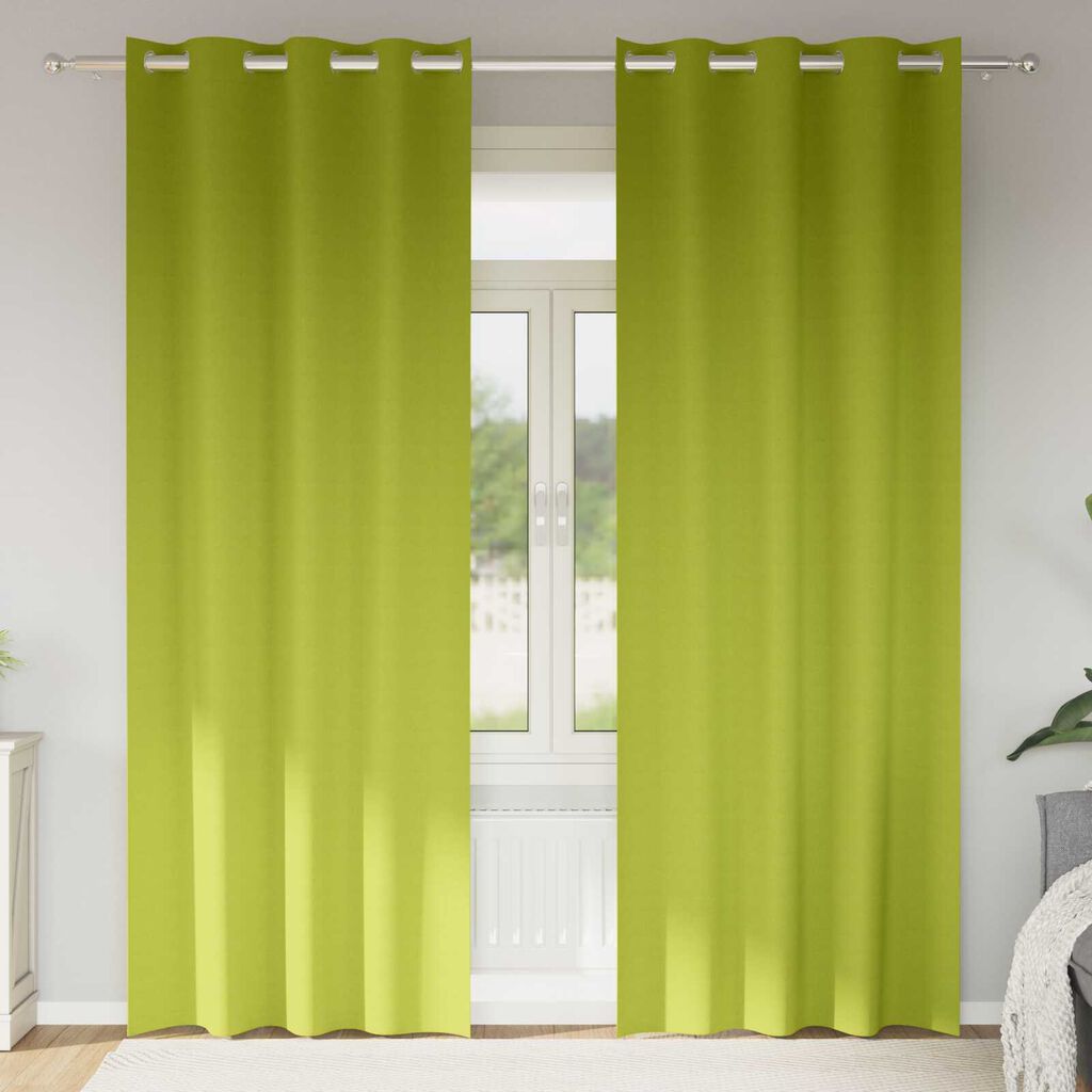 vidaXL Κουρτίνες με κουρτίνες 2 pcs Λαχανί 260 x 140 εκ. Πολυεστέρας