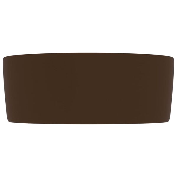 vidaXL Νιπτήρας Πολυτελής Στρογγυλός Σκ. Καφέ Ματ 40x15 εκ. Κεραμικός