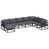 vidaXL Σετ Καναπέ Κήπου με μαξιλάρι 8 pcs Μαύρο Αλουμίνιο