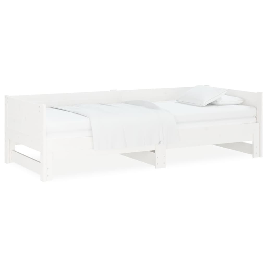 vidaXL Καναπές Κρεβάτι Συρόμενος Λευκός 2x(80x200) εκ. από Μασίφ Πεύκο