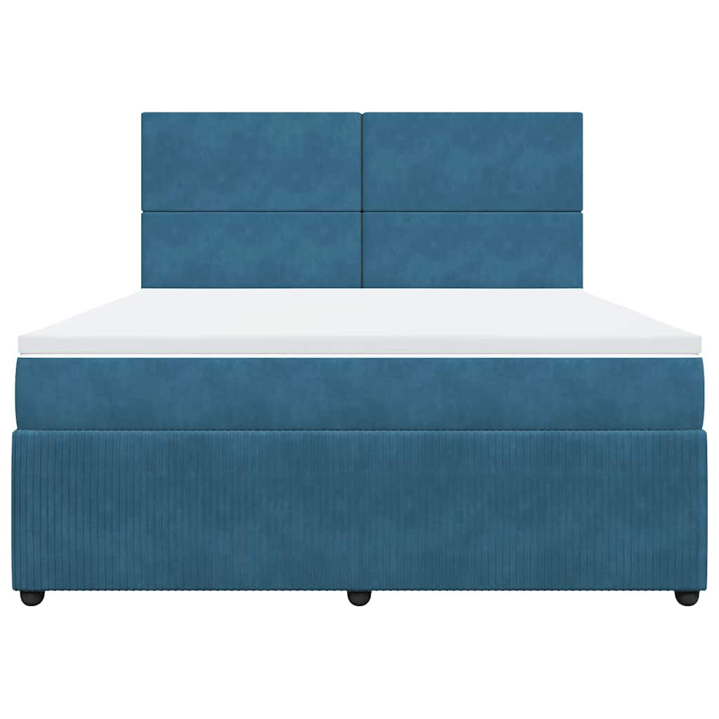 vidaXL Κρεβάτι Boxspring με Στρώμα Μπλε 180x200 εκ. Βελούδινο