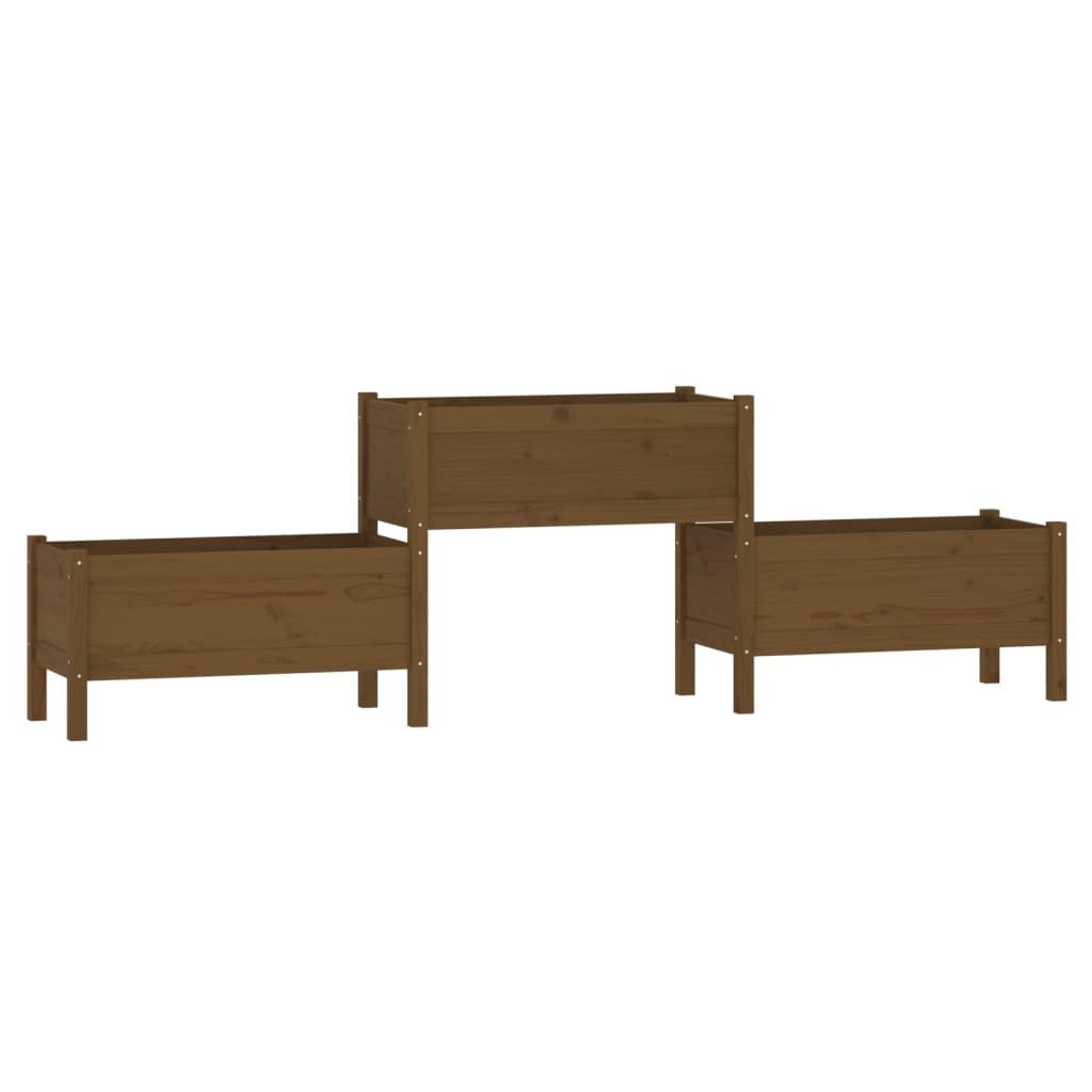 vidaXL Ζαρντινιέρα Καφέ Μελί 245,5 x 44 x 75 εκ. από Μασίφ Ξύλο Πεύκου