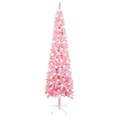 vidaXL Χριστουγεν Δέντρο Προφωτισμένο Slim Ροζ 150εκ