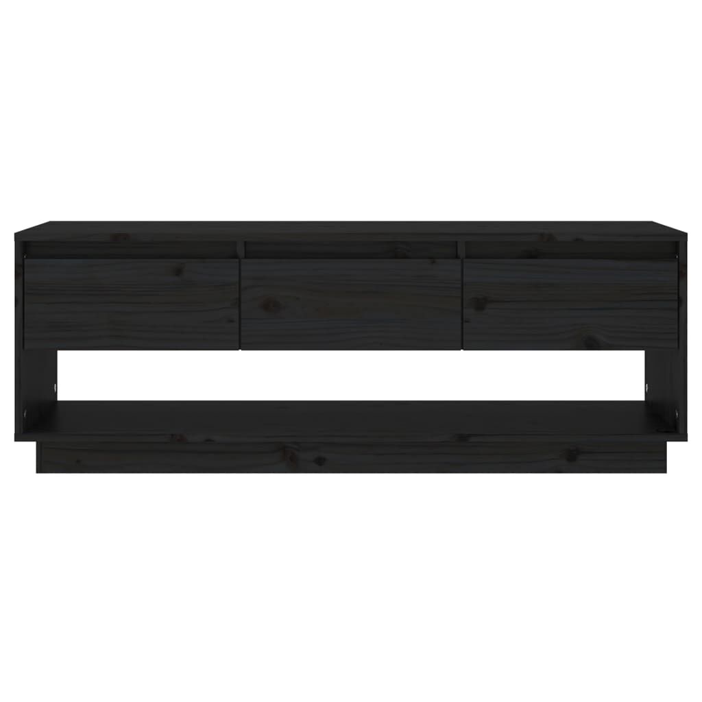 vidaXL Έπιπλο Τηλεόρασης Μαύρο 110,5x34x40 εκ. από Μασίφ Ξύλο Πεύκου
