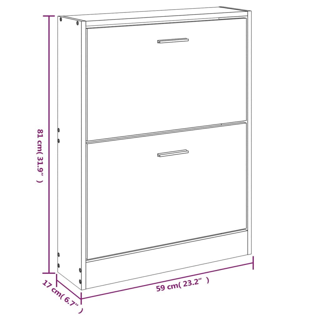 vidaXL Παπουτσοθήκη Γκρι Sonoma 59x17x81 εκ. από Επεξεργασμένο Ξύλο
