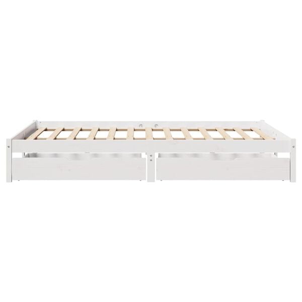 vidaXL Σκελετός Κρεβ. Χωρίς Στρώμα Λευκό 135x190 εκ Μασίφ Πεύκο
