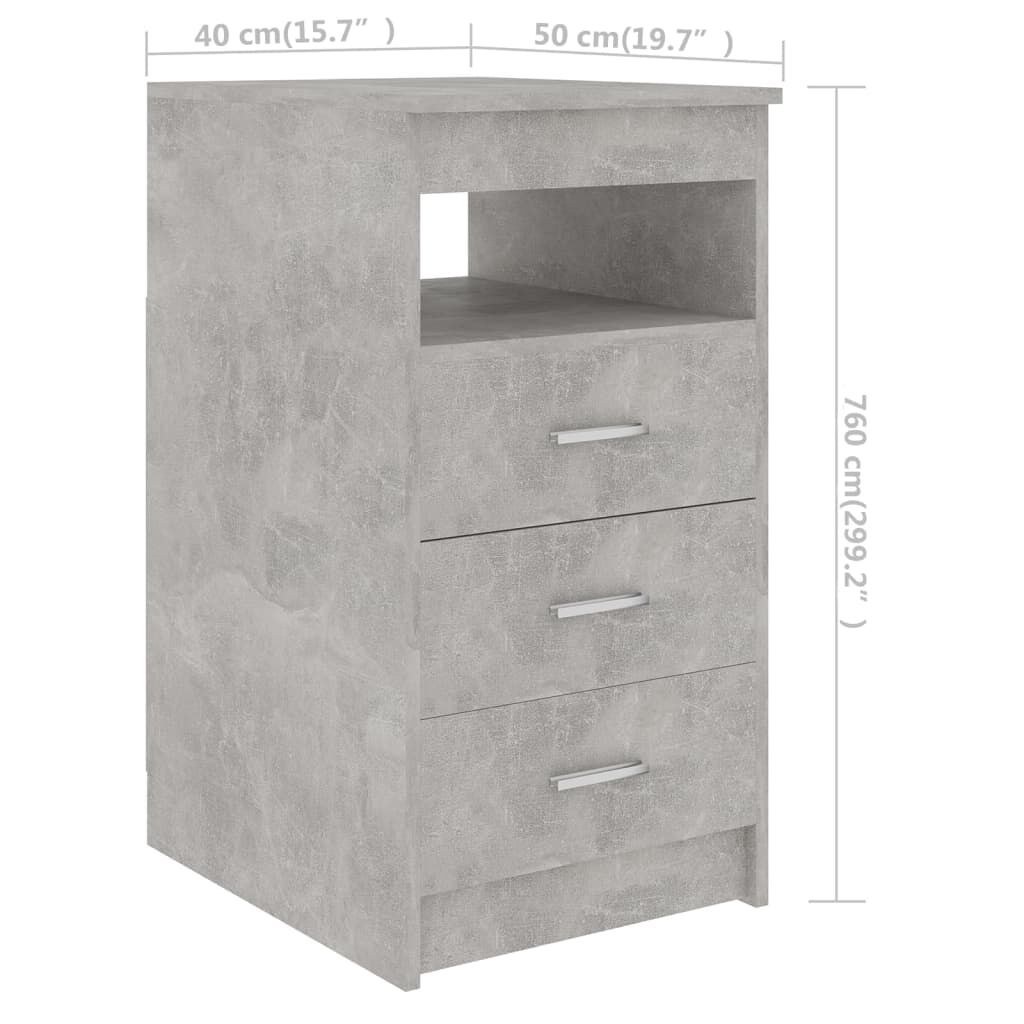 vidaXL Συρταριέρα Γκρι Σκυροδέματος 40x50x76 εκ. Επεξεργασμένο Ξύλο