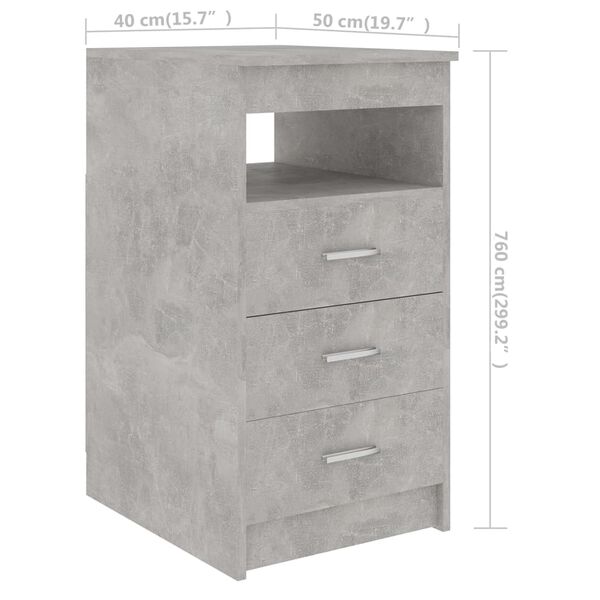 vidaXL Συρταριέρα Γκρι Σκυροδέματος 40x50x76 εκ. Επεξεργασμένο Ξύλο