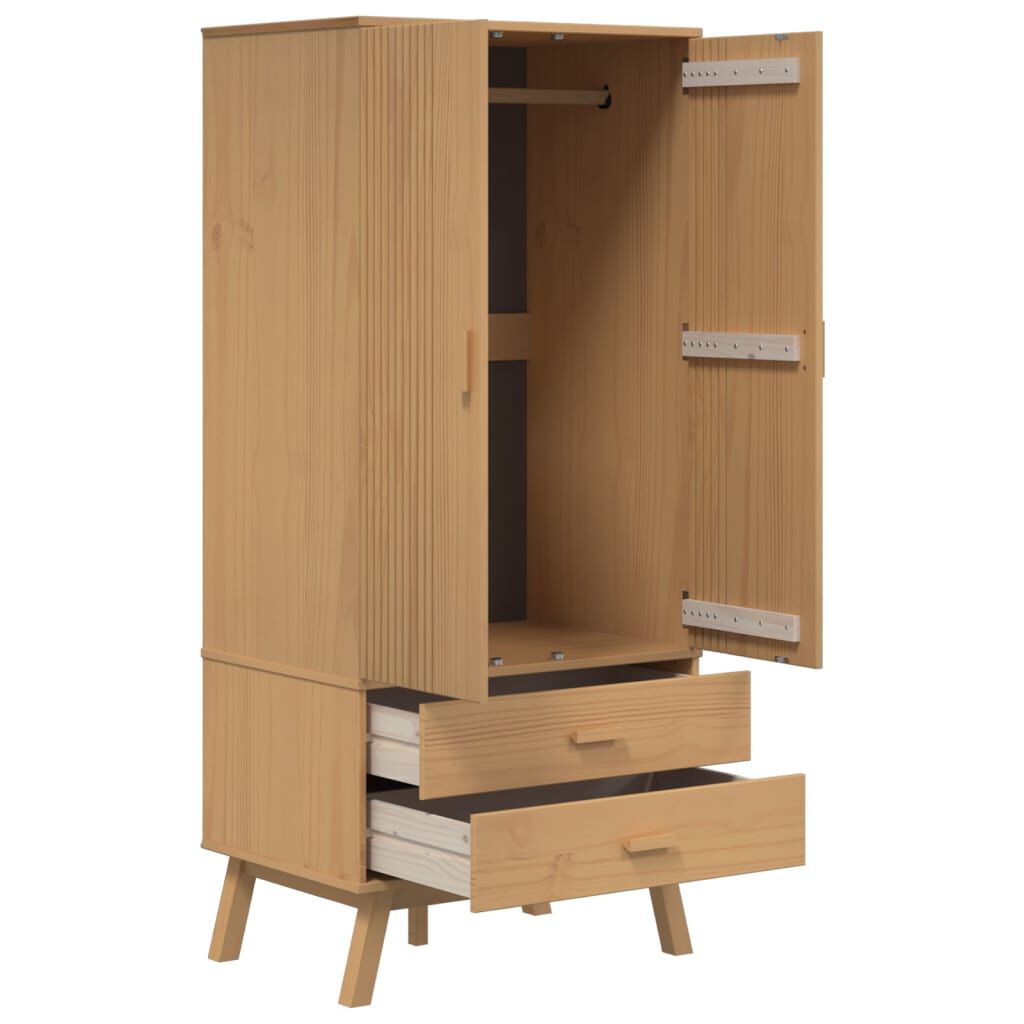 vidaXL Ντουλάπα OLDEN Καφέ 76,5 x 53 x 172 εκ. από Μασίφ Ξύλο Πεύκου